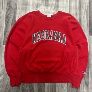 Champion Red Nebraska Crewneck Sweater